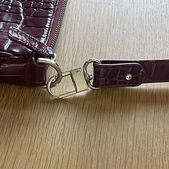 By Far Rachel Croco Embossed Leather Nutella Purple Shoulder Bag Purse $390 - Picture 2 of 7